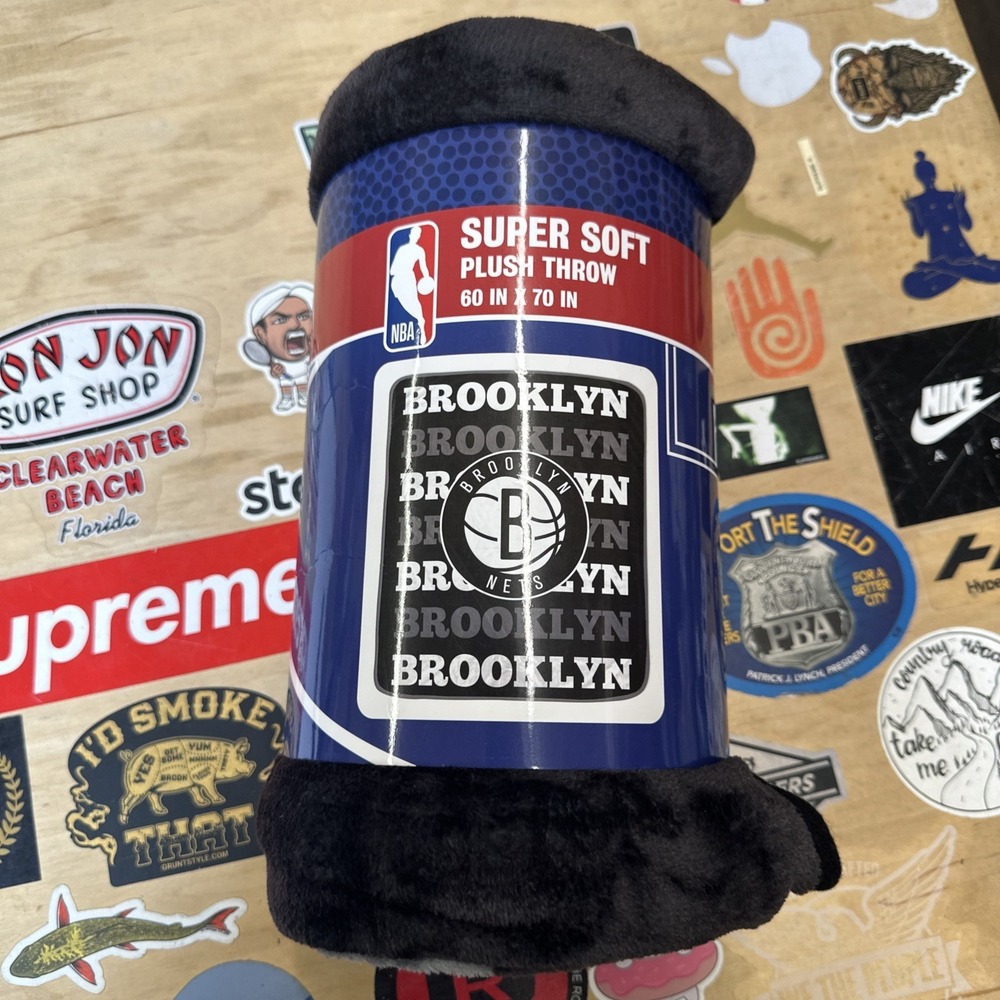 BROOKLYN NETS NBA SUPER SOFT PLUSH THROW 60 X 70‎ ONE SIDED BLANKET